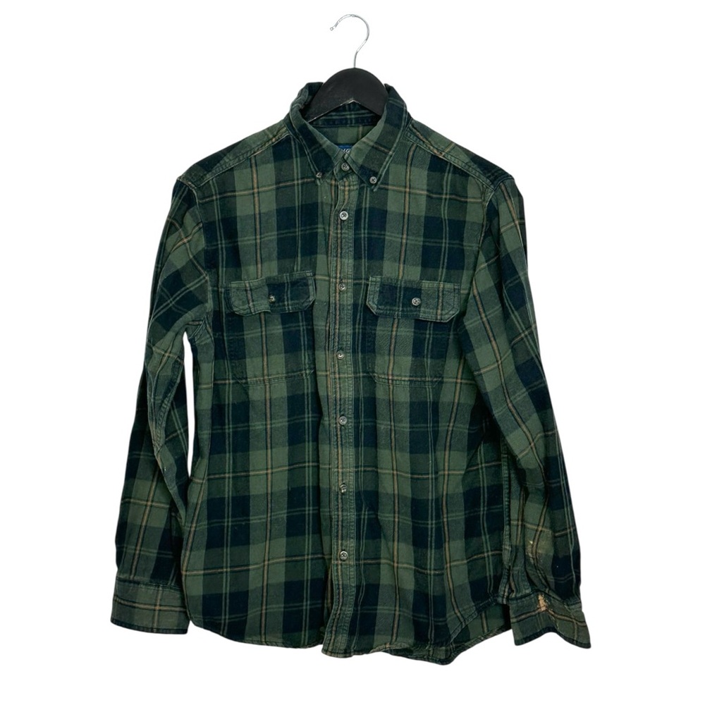 Faded Glory Forest Moss Green Plaid Button Down Flannel Shirt Medium SEE NOTES